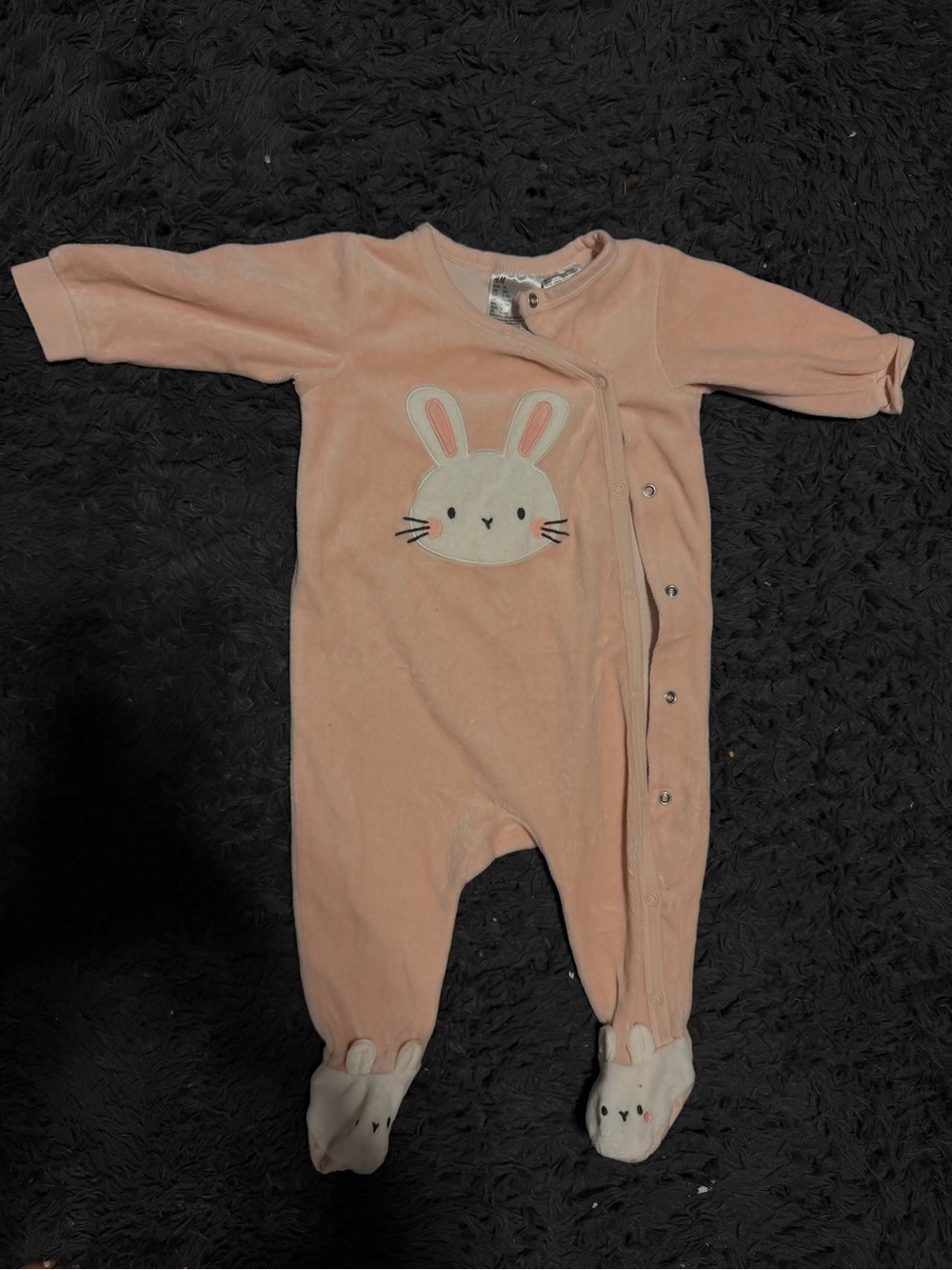 H&M Peach Pink Bunny Footed One-Piece